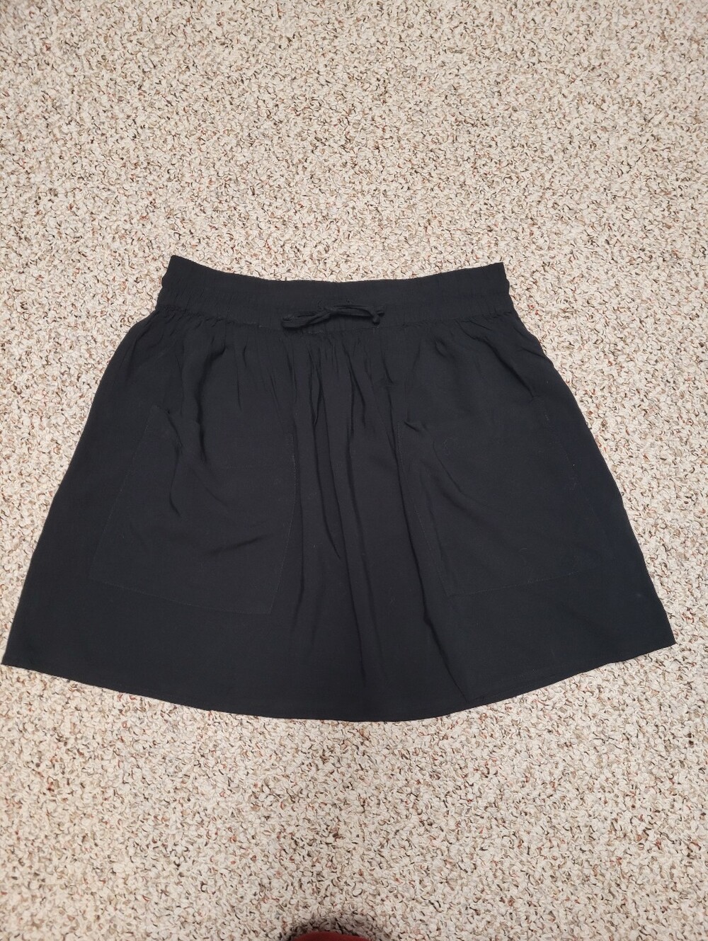Garage Black Mini Skirt with Drawstring Waist